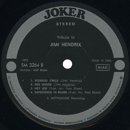 peet shaw bearb lp tribute to jimi hendrix joker label 2
