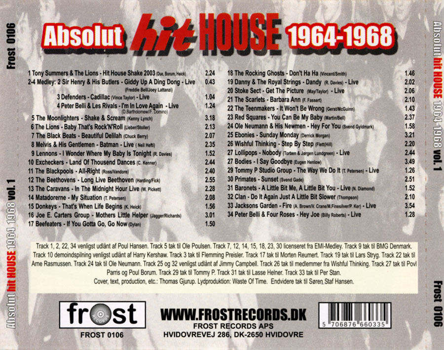 peter belli cd absolut hit house 1964-1968 trayout