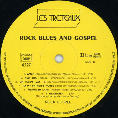 Rock Gospel LP Rock Blues and Gospel label 2
