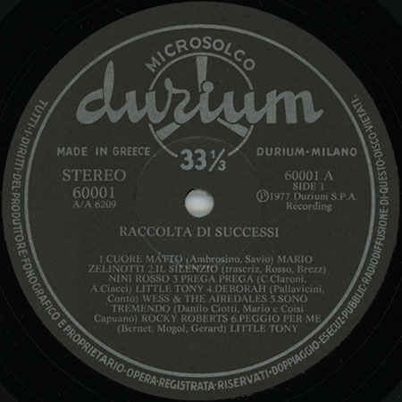 rocky roberts lp raccolta di successi label 1