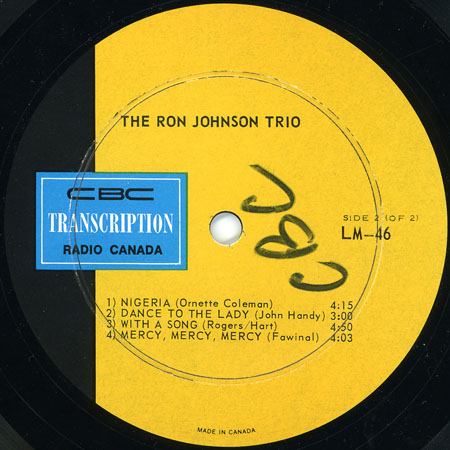 ron johnson trio lp jazz label 2