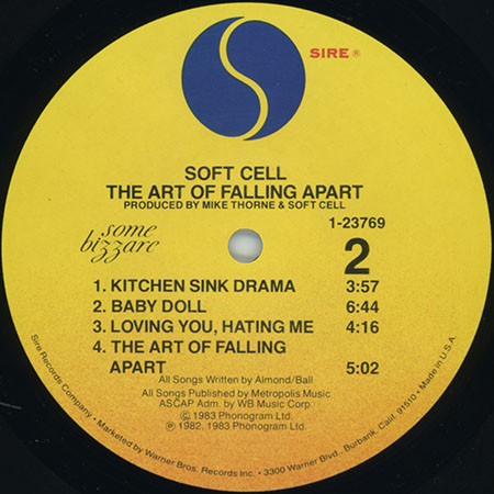 soft cell lp the art of falling apart label 2