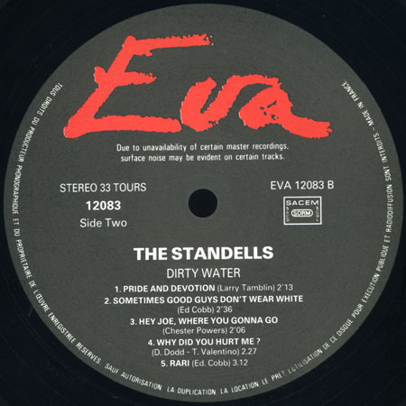standells lp dirty water stereo eva records 12083 label 2