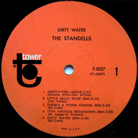 standells lp dirty water tower mono label 1