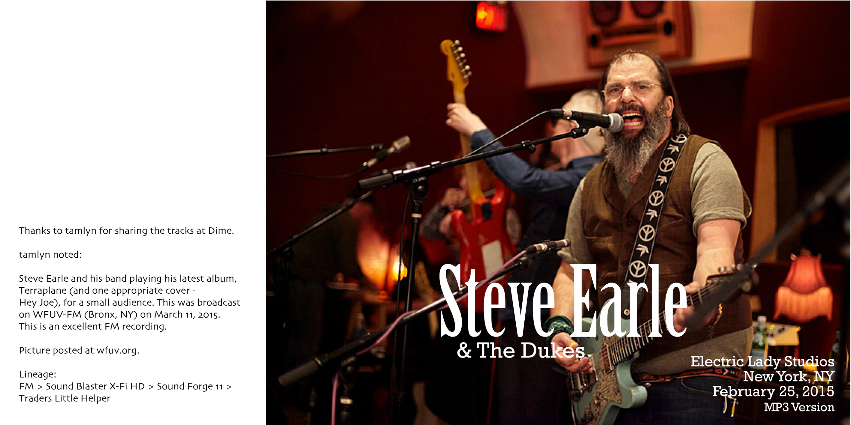 steve earle and the dukes cdr Electric lady studios 2015 cover out