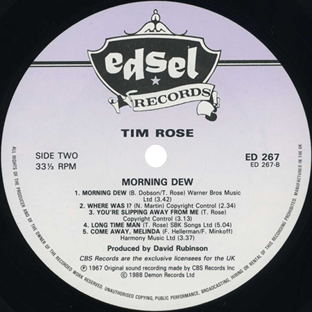 tim rose lp morning dew edselb label 2