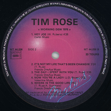 tim rose lp morning dew 1976 disques motors label 2