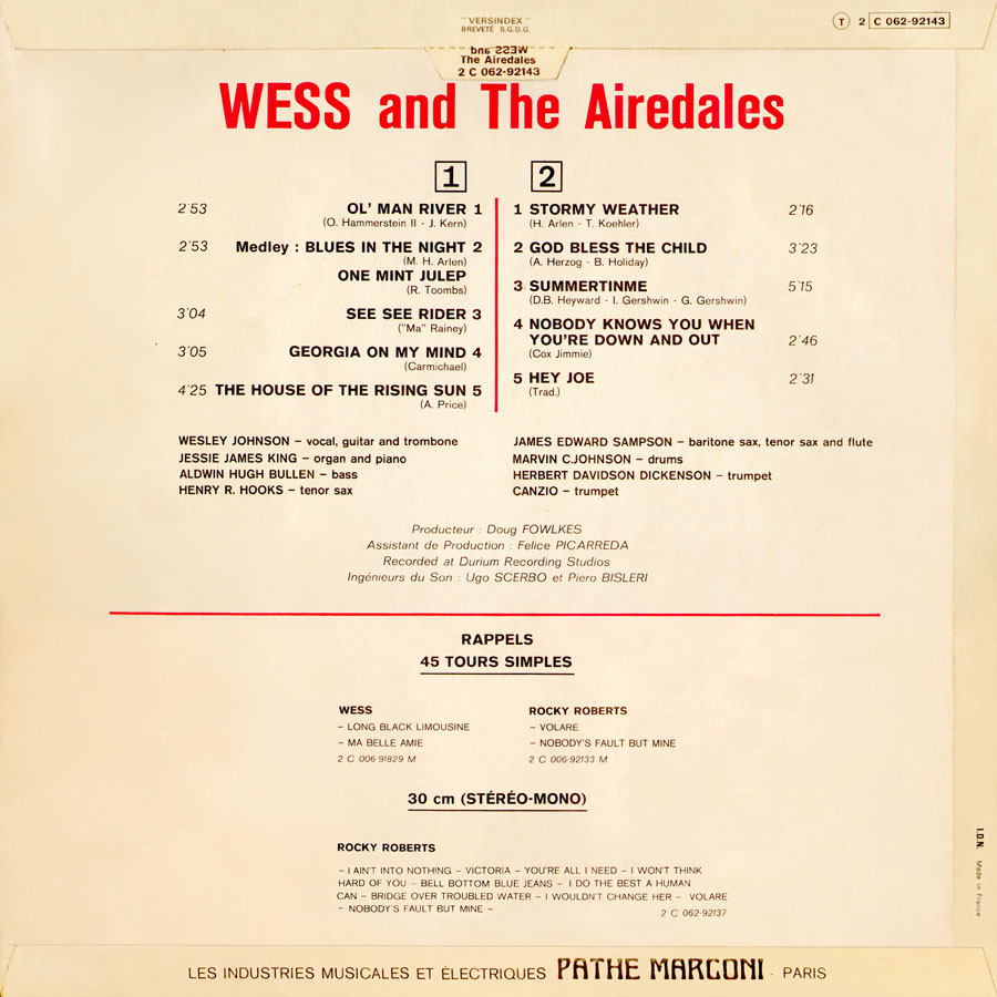 wess and airedales lp same france back