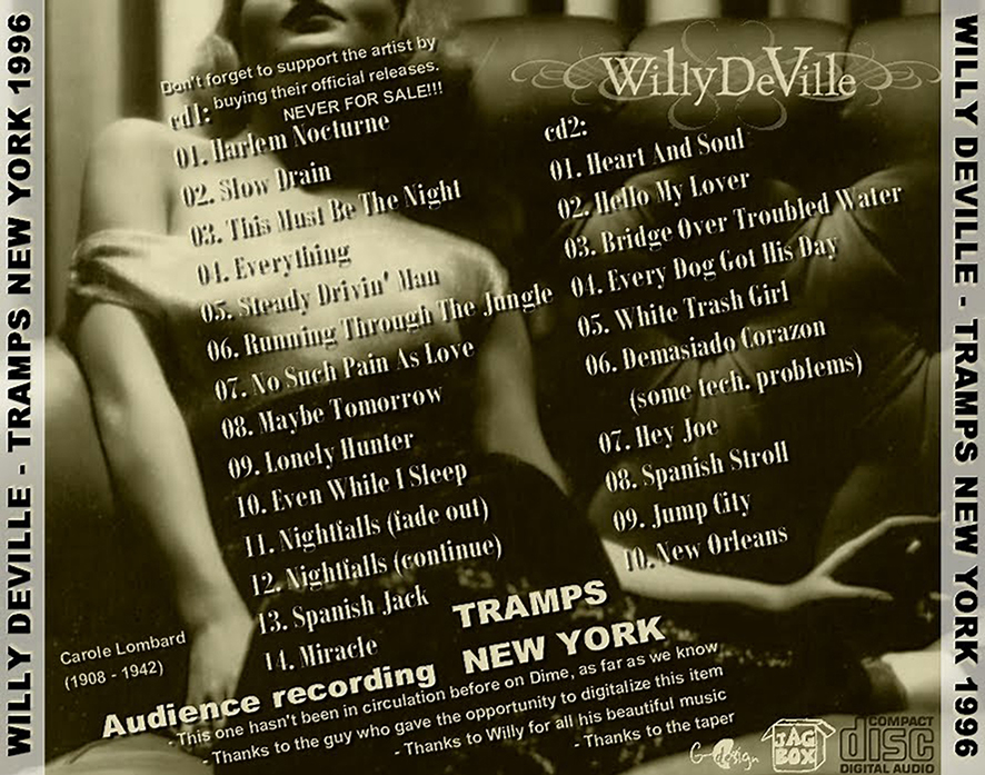 willy deville 1996 10 02 cd live at tramp's new york tray