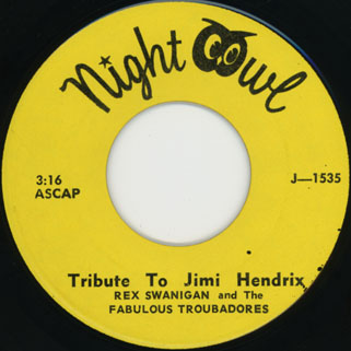 fabulous troubadores 7" single side tribute to Jimi Hendrix (hey joe) label