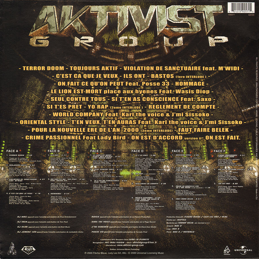 Aktivist Group LP Toujours Aktif back
