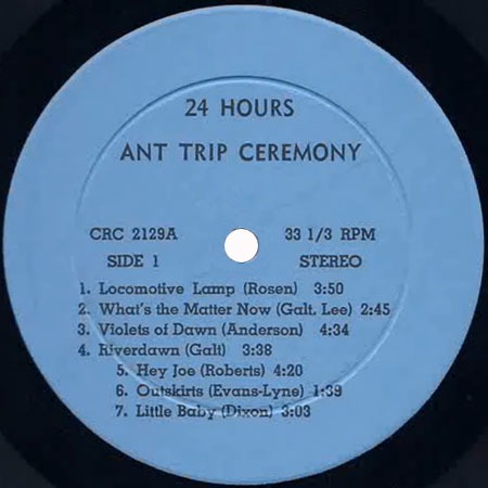 ant trip ceremony lp CRC 24 hours label 1