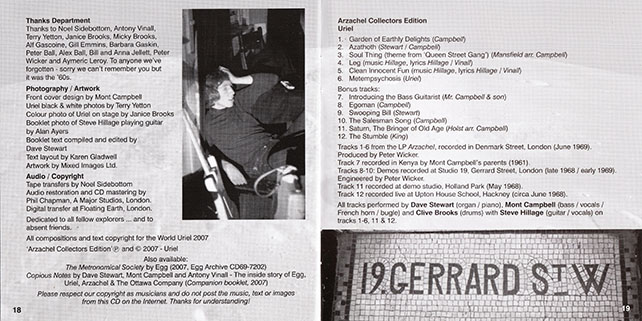 arzachel cd arzachiel by uriel, egg archive uk 2007 booklet 10