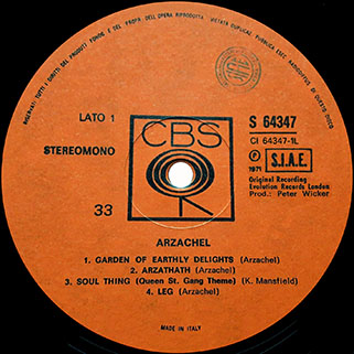 arzachel lp same cbs italy 1971 label 1