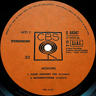 arzachel lp same cbs italy 1971 label 2