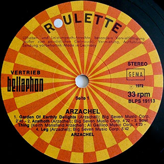 arzachel lp roulette bellaphon bs 19113 label 1