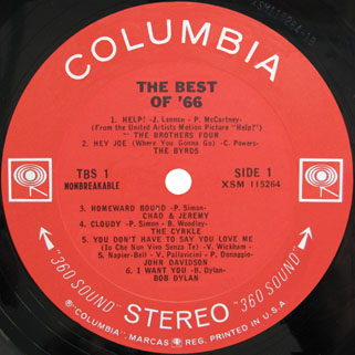 byrds lp the best of 66 label 1