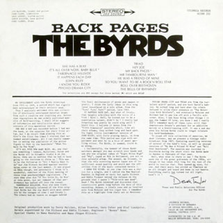 byrds lp columbia back pages back