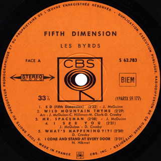 byrds lp fifth dimension cbs france label 1