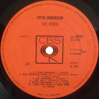 byrds lp fifth dimension cbs uk label 1