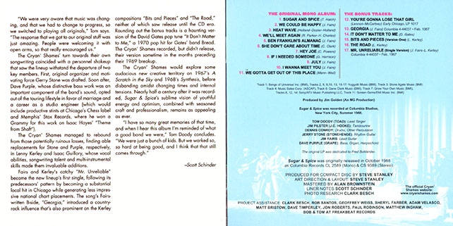 cryan' shames cd sugar and spice now sounds booklet 8