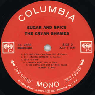 cryan' shames lp sugar and spice columbia usa mono label 2
