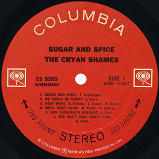 cryan' shames lp sugar and spice columbia canada stereo label 1
