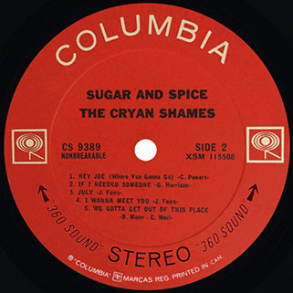 cryan' shames lp sugar and spice columbia canada stereo label 2