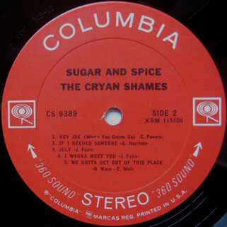 cryan' shames lp sugar and spice columbia stereo usa label 2