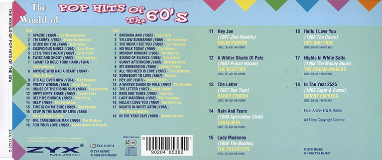 david parker cd pop hits of the 60's back out