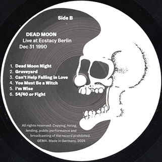 Dead Moon LP Live At Ecstasy Berlin Dec 31 1990 label B