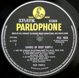 deep purple lp shades of uk label 1 first release