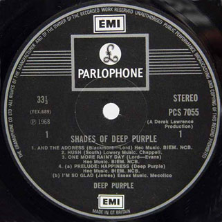deep purple lp shades of uk label 1 second release