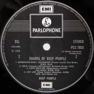 deep purple lp shades of uk label 2 second release