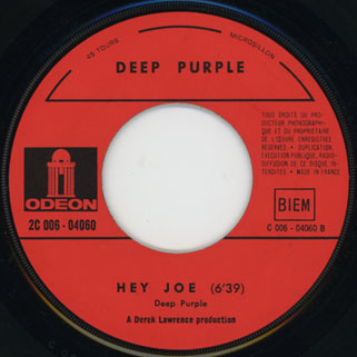 deep purple 7" single hey joe paper sleeve label 2