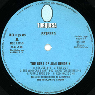 fremont's group best of jimi hendrix turquesa label 1