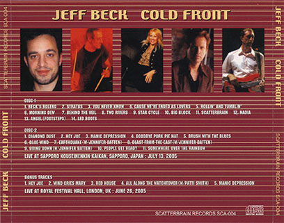 jeff beck cd cold front london sapporo 2005 tray out