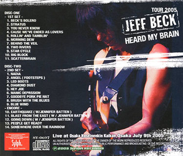 jeff beck osaka july 9, 2005 cd heard my brain cd heard my brain tray