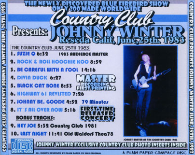 johnny winter cd country club tray