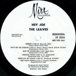 leaves lp hey joe mira promo label 2