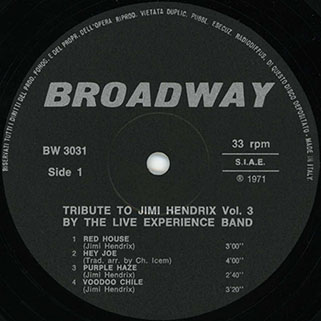 live experience lp tribute to jimi hendrix vol 3 label 1