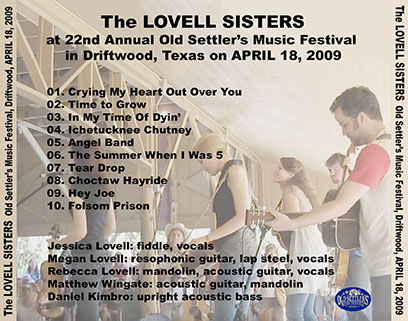 lovell sisters old settlers music festival driftwood april 18, 2009 tray