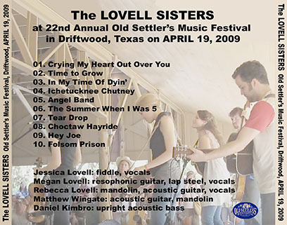 lovell sisters old settlers music festival driftwood april 19, 2009 tray