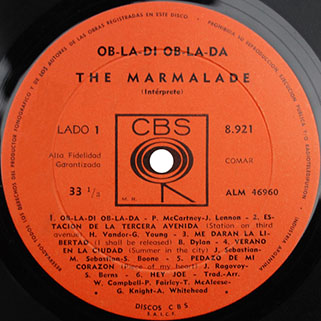 marmalade lp ob la di ob la da cbs argentina label 1