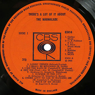 marmalade lp there's a lot of it about cbs uk mono label 1