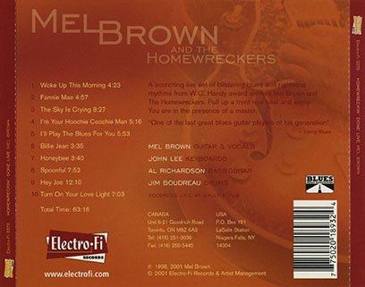 mel brown and the homewrekers cd homewrokin' done live tray out