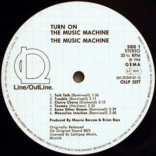 music machine lp turn on label line label 1