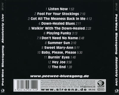peewee bluesgang cd absolutely live trayout