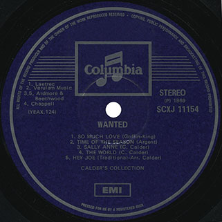 calder's collection lp wanted label 1