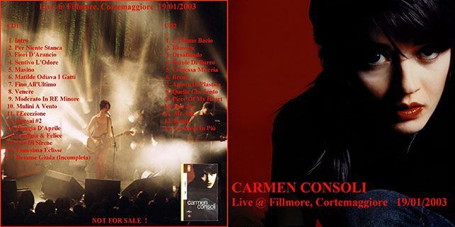 carmen consoli cd live at fillmore, cortemaggiore out